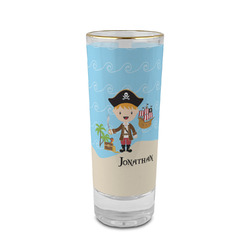 Pirate Scene 2 oz Shot Glass - Glass with Gold Rim (Personalized)