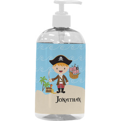 Pirate Scene Plastic Soap / Lotion Dispenser (16 oz - Large - White) (Personalized)