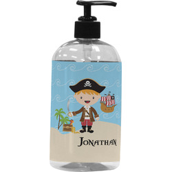 Pirate Scene Plastic Soap / Lotion Dispenser (16 oz - Large - Black) (Personalized)