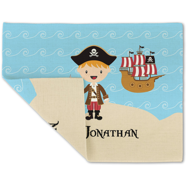 Custom Pirate Scene Double-Sided Linen Placemat - Single w/ Name or Text