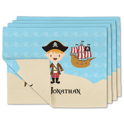 Pirate Scene Double-Sided Linen Placemat - Set of 4 w/ Name or Text