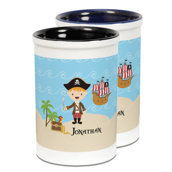 Custom Pirate Scene Ceramic Pencil Holder - Large