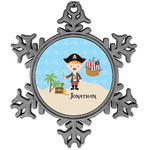 Pirate Scene Vintage Snowflake Ornament (Personalized)