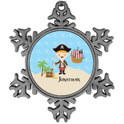 Pirate Scene Vintage Snowflake Ornament (Personalized)