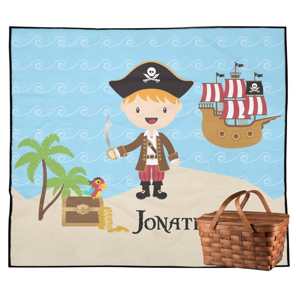 Custom Pirate Scene Outdoor Picnic Blanket (Personalized)