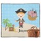 Pirate Scene Picnic Blanket - Flat - With Basket