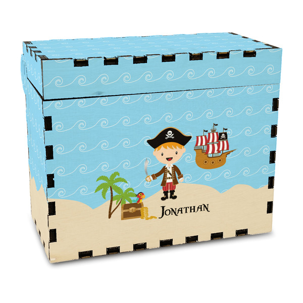 Custom Pirate Scene Wood Recipe Box - Full Color Print (Personalized)