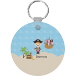 Pirate Scene Round Plastic Keychain (Personalized)