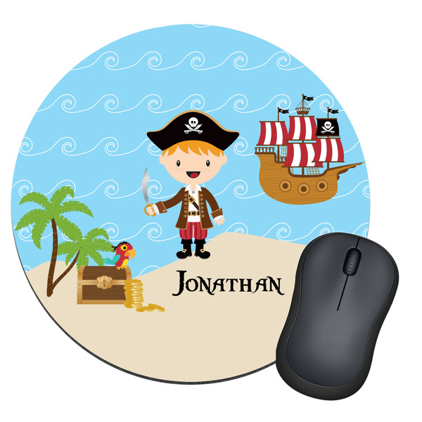 Custom Pirate Scene Round Mouse Pad (Personalized)