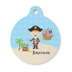 Pirate Scene Round Pet ID Tag - Small (Personalized)