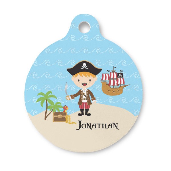 Custom Pirate Scene Round Pet ID Tag - Small (Personalized)