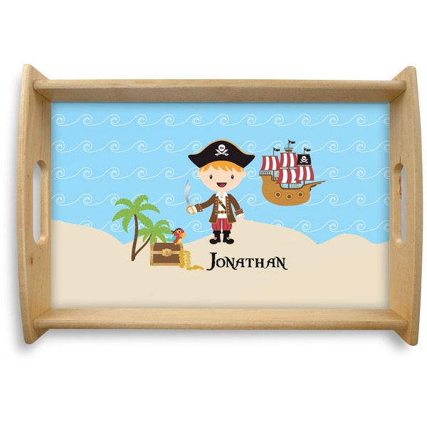 Custom Pirate Scene Natural Wooden Tray - Small (Personalized)