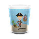 Pirate Scene Ceramic Shot Glass - 1.5 oz - White - Single (Personalized)