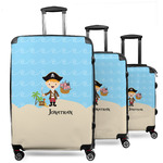 Pirate Scene 3 Piece Luggage Set - 20" Carry On, 24" Medium Checked, 28" Large Checked (Personalized)