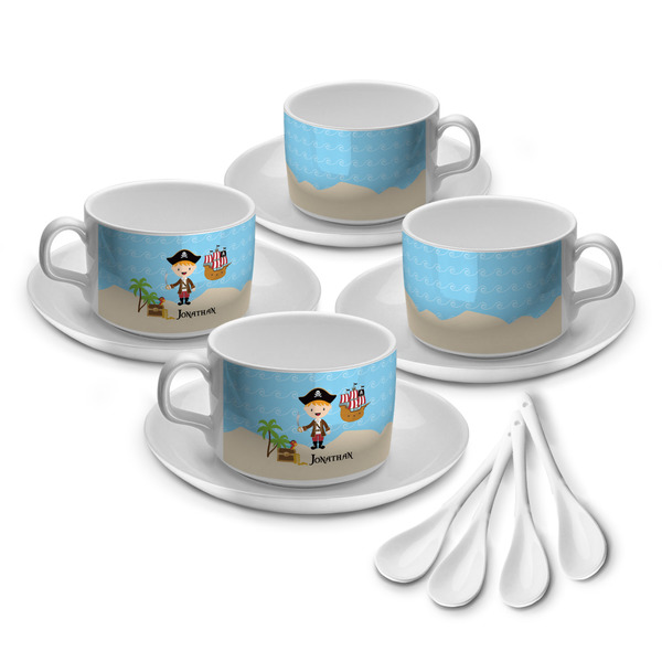 Custom Pirate Scene Tea Cup - Set of 4 (Personalized)