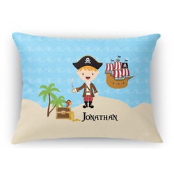 Pirate Scene Rectangular Throw Pillow Case (Personalized)