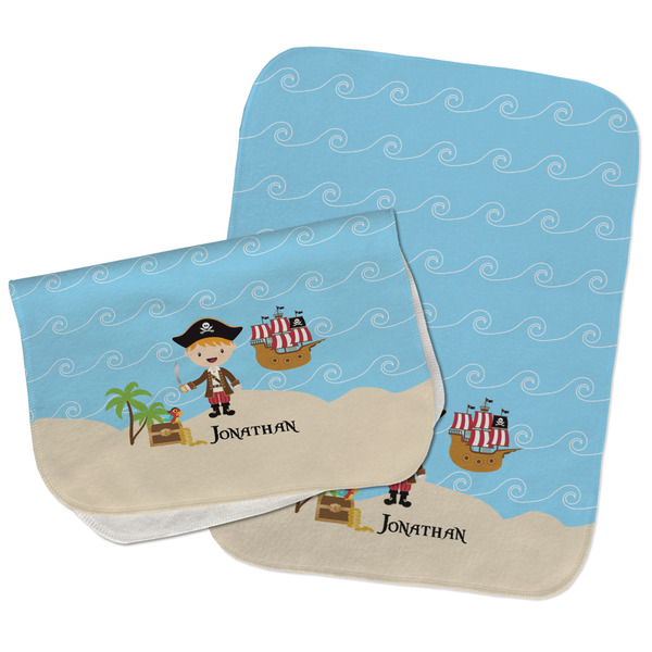 Custom Pirate Scene Burp Cloths - Fleece - Set of 2 w/ Name or Text