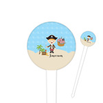 Pirate Scene 4" Round Plastic Food Picks - White - Single Sided (Personalized)