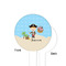 Pirate Scene White Plastic 4" Food Pick - Round - Single Sided - Front & Back