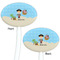 Pirate Scene White Plastic 7" Stir Stick - Double Sided - Oval - Front & Back