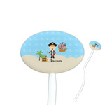 Pirate Scene 7" Oval Plastic Stir Sticks - White - Single Sided (Personalized)