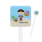 Pirate Scene Square Plastic Stir Sticks - Single Sided (Personalized)