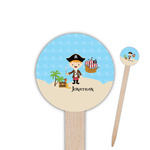 Pirate Scene 6" Round Wooden Food Picks - Single Sided (Personalized)