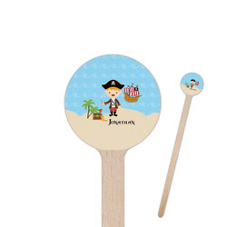 Pirate Scene 6" Round Wooden Stir Sticks - Single Sided (Personalized)