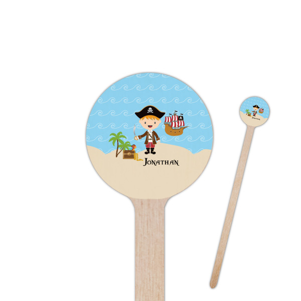 Custom Pirate Scene 7.5" Round Wooden Stir Sticks - Double Sided (Personalized)