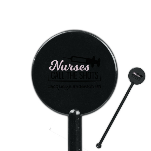 Custom Nursing Quotes 5.5" Round Plastic Stir Sticks - Black - Double Sided (Personalized)