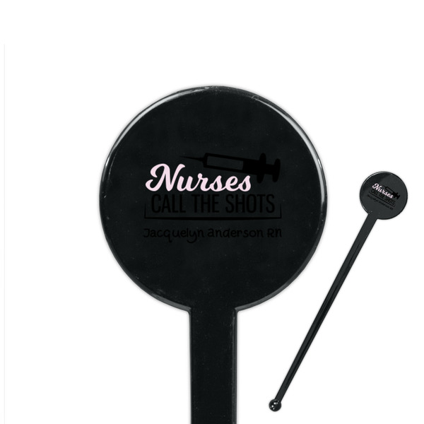 Custom Nursing Quotes 7" Round Plastic Stir Sticks - Black - Single Sided (Personalized)