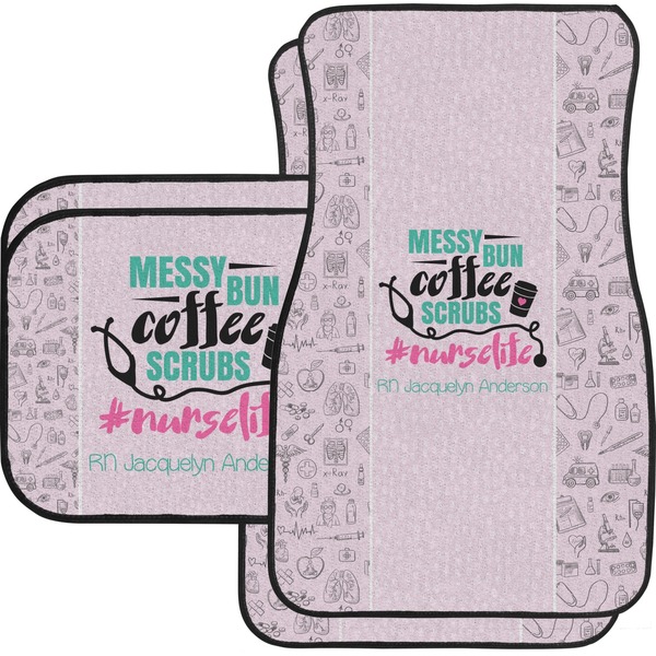 Custom Nursing Quotes Car Floor Mats Set - 2 Front & 2 Back (Personalized)