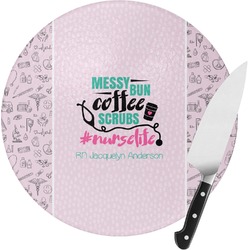 Nursing Quotes Round Glass Cutting Board (Personalized)