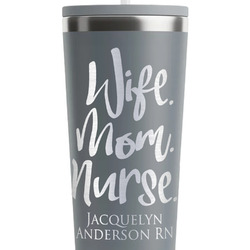 Nursing Quotes RTIC Everyday Tumbler with Straw - 28oz - Grey - Double-Sided (Personalized)