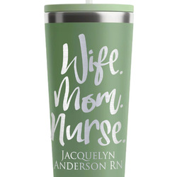 Nursing Quotes RTIC Everyday Tumbler with Straw - 28oz - Light Green - Double-Sided (Personalized)