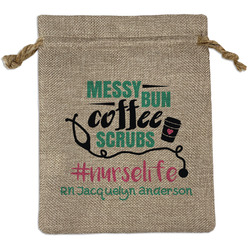 Nursing Quotes Medium Burlap Gift Bag - Front (Personalized)