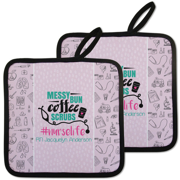 Custom Nursing Quotes Pot Holders - Set of 2 w/ Name or Text