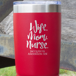 Nursing Quotes 20 oz Stainless Steel Tumbler - Red - Double Sided (Personalized)