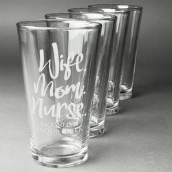 Nursing Quotes Pint Glasses - Engraved (Set of 4) (Personalized)