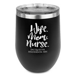 Nursing Quotes Stemless Stainless Steel Wine Tumbler - Black - Double Sided (Personalized)