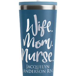 Nursing Quotes RTIC Everyday Tumbler with Straw - 28oz - Steel Blue - Double-Sided (Personalized)
