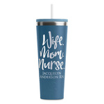 Nursing Quotes RTIC Everyday Tumbler with Straw - 28oz - Steel Blue - Double-Sided (Personalized)