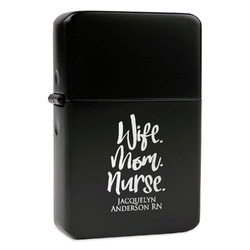 Nursing Quotes Windproof Lighter - Black - Double Sided & Lid Engraved (Personalized)