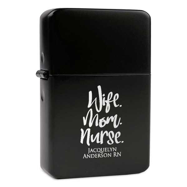 Custom Nursing Quotes Windproof Lighter - Black - Double Sided & Lid Engraved (Personalized)