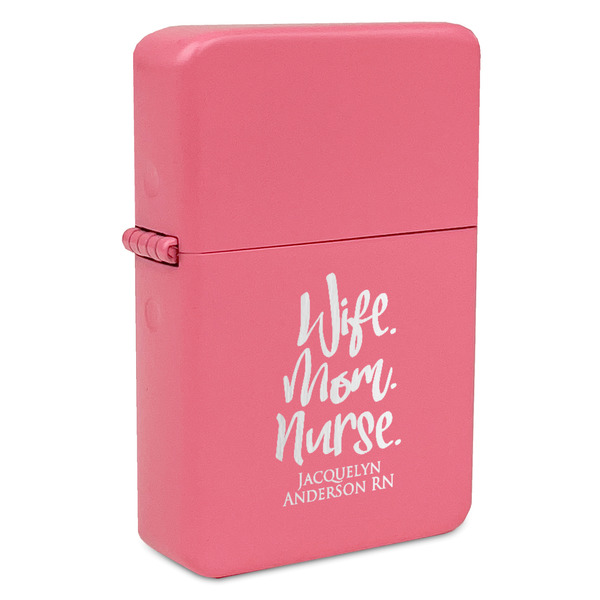 Custom Nursing Quotes Windproof Lighter - Pink - Double Sided & Lid Engraved (Personalized)