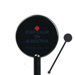 Medical Doctor 5.5" Round Plastic Stir Sticks - Black - Single Sided (Personalized)