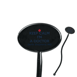 Medical Doctor 7" Oval Plastic Stir Sticks - Black - Double Sided (Personalized)