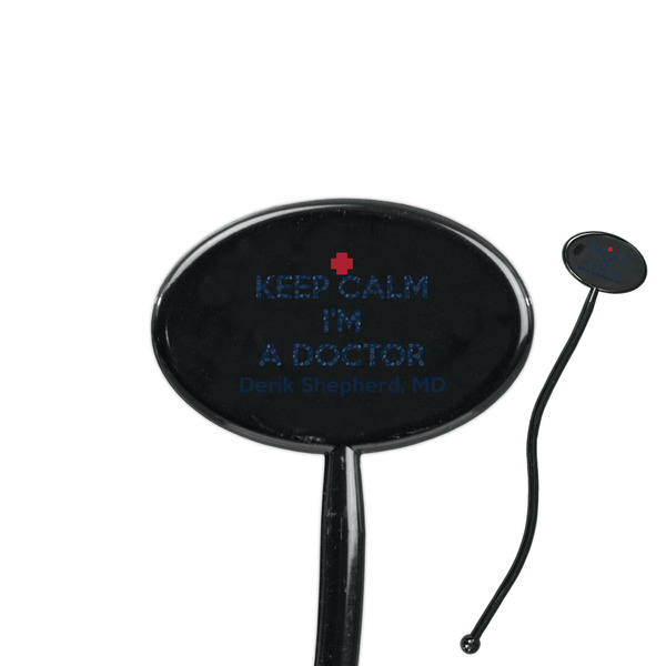 Custom Medical Doctor 7" Oval Plastic Stir Sticks - Black - Double Sided (Personalized)