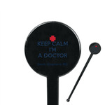 Medical Doctor 7" Round Plastic Stir Sticks - Black - Double Sided (Personalized)