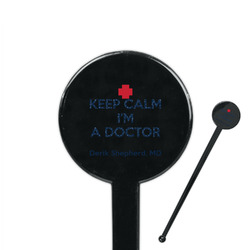 Medical Doctor 7" Round Plastic Stir Sticks - Black - Single Sided (Personalized)